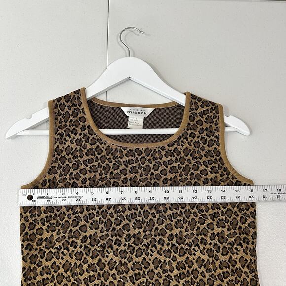 Exclusively Misook Top Womens Small Brown Cheetah Animal Print Knit Tank Y2K - Picture 8 of 9